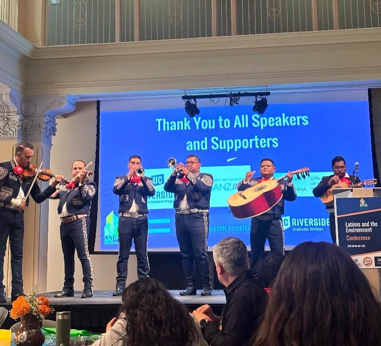 Riverside-based mariachi band, Mariachi Juarez, performing at the 2025 L&E Conference in Downtown Riverside. 